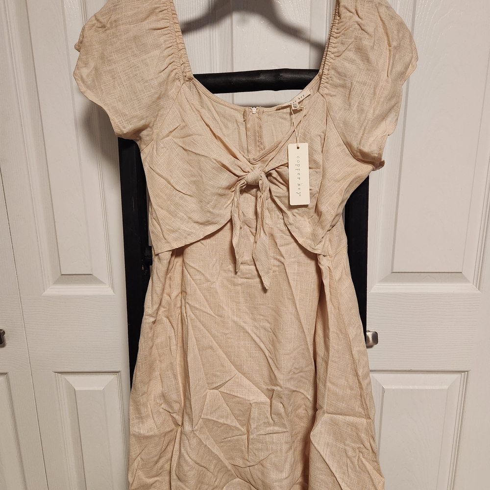 Copper Key Cream Mini Dress